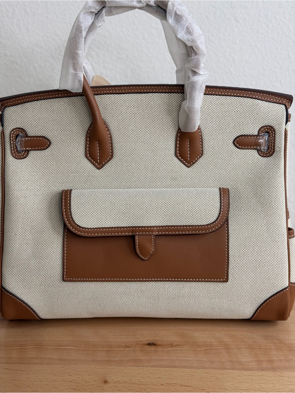 H Birkin Cargo 35 Gold Swift Gold-Ecru Toile H Canvas PHW sold out runway travel - Picture 14 of 14